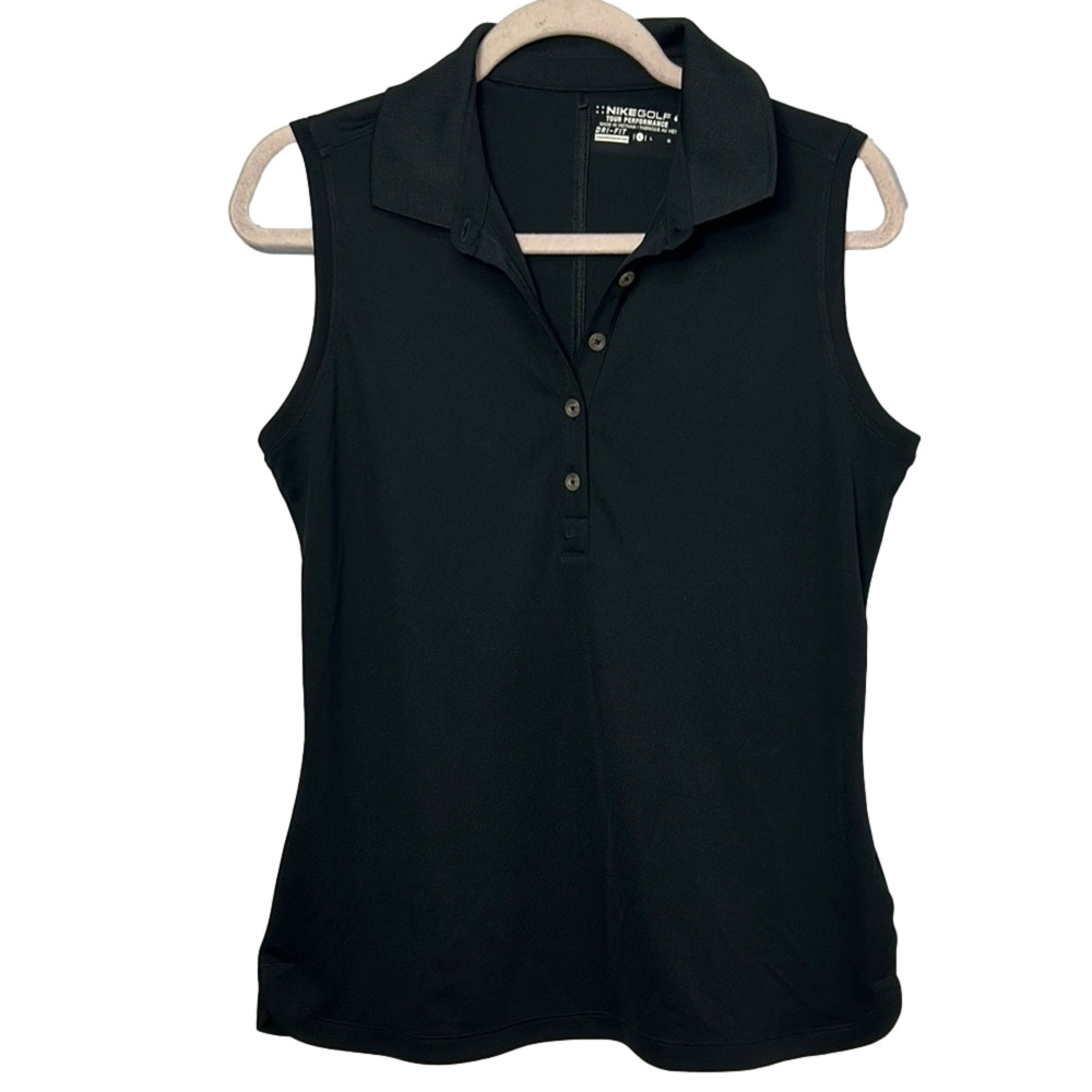 Nike Women's Black Sleeveless Polo Top